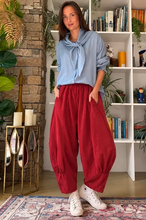 Bateau Needlecord Classic Quirky Tapered Barrel Culotte Pant Morello